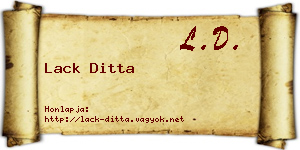 Lack Ditta névjegykártya